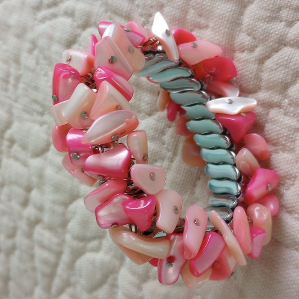 Vintage Stretch Band Pink Bracelet - Made in Japan
